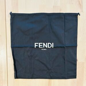 Authentic Fendi Roma Large Black Cotton Drawstring Handbag Dust Bag